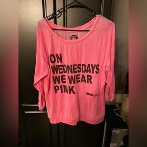 Mean girls on Wednesday we wear pink loose sheer top size xL EUC quarter sleeve